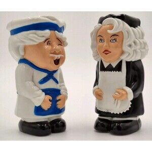 Vintage Plastic Chef and Maid Salt and Pepper Shakers